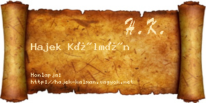 Hajek Kálmán névjegykártya